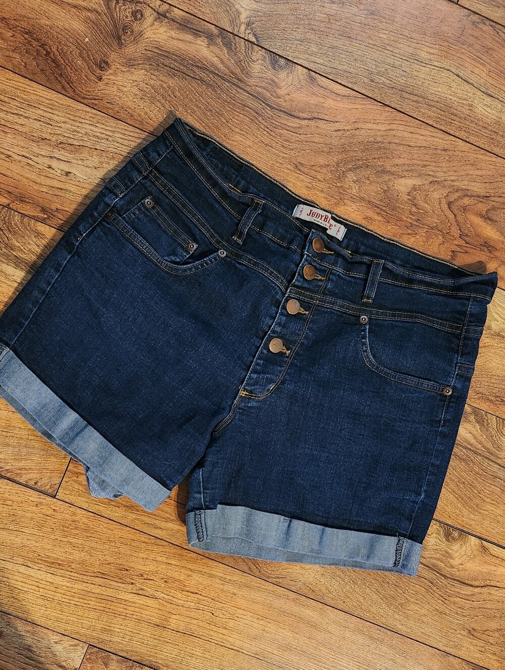 Judy Blue Roll-Cuff High-Rise Denim Shorts, Size 1XL